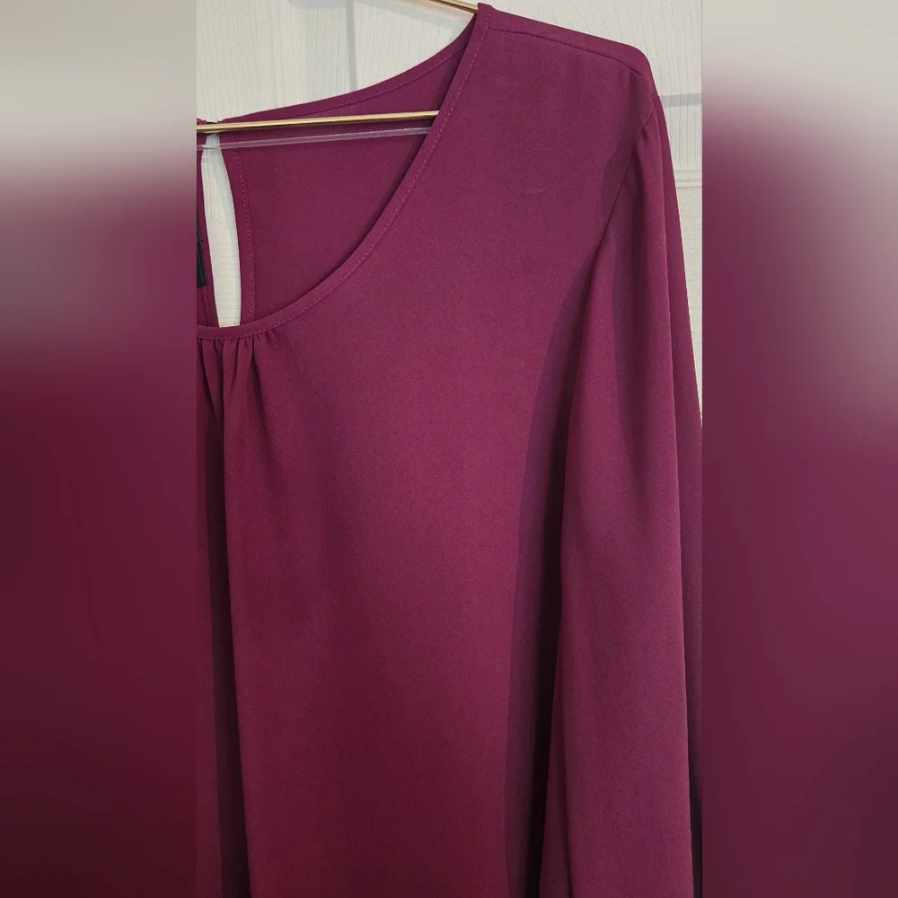 Iz Byer Purple Long Sleeve Flowy Blouse with Studs On Sleeves - Picture 8 of 12